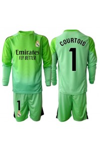 Fotbalové Dres Real Madrid Thibaut Courtois #1 Brankářské Dětské Venkovní Oblečení 2025-26 Dlouhý Rukáv (+ trenýrky)